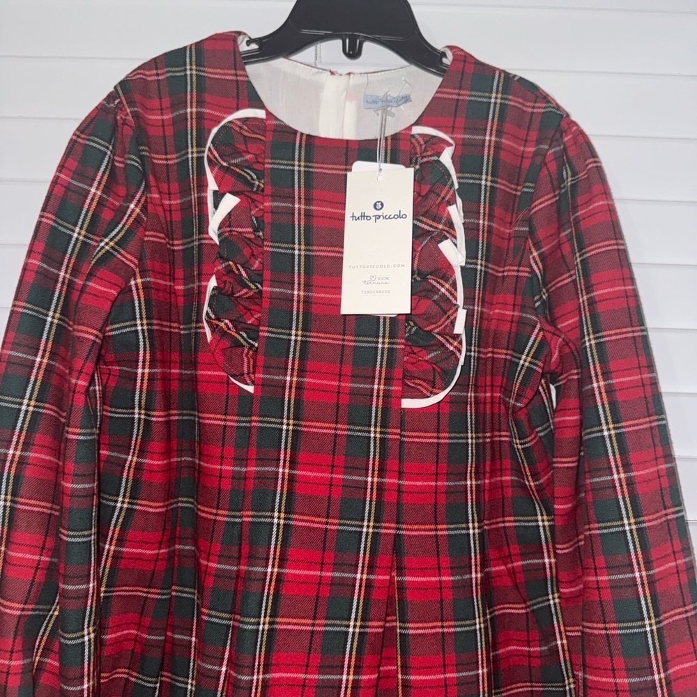 Tutto Picollo- Red Plaid Dress with Ruffle Details